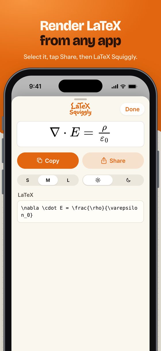 Rendering LaTeX from the share sheet
